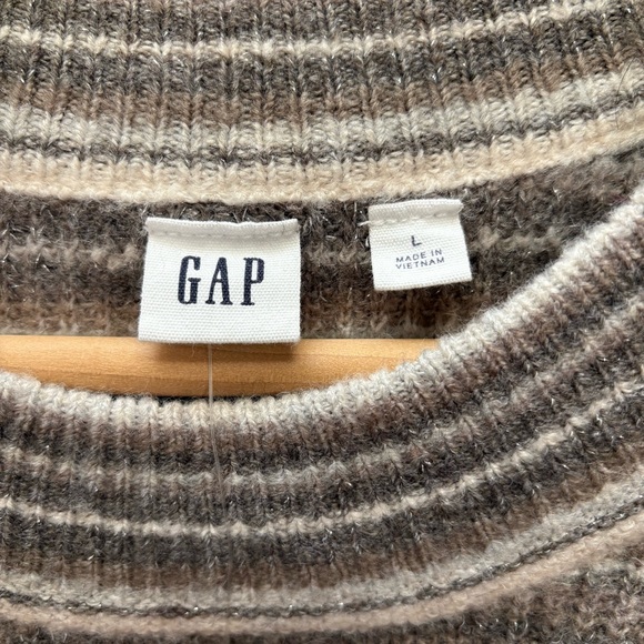 NEW GAP Brown Striped Crew Neck Long Sleeve Sweater - Picture 4 of 4